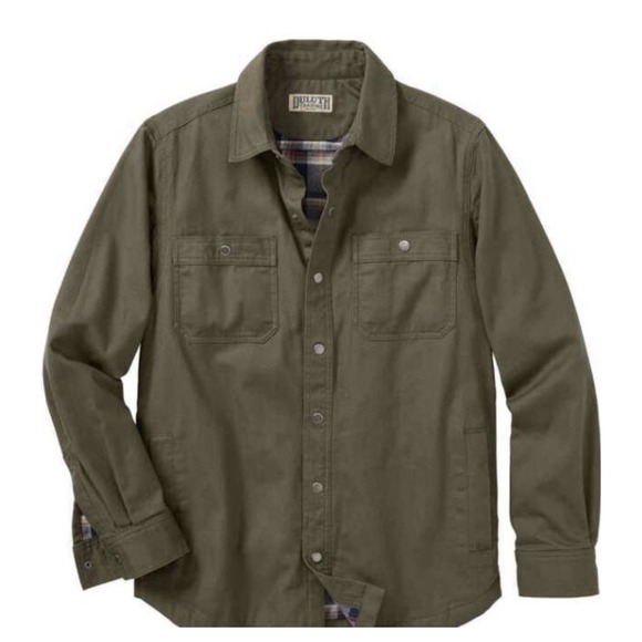Duluth Pack Other - Duluth Trading Co Fire Hose Shirt Jacket Mens large Olive Green Flannel Lined